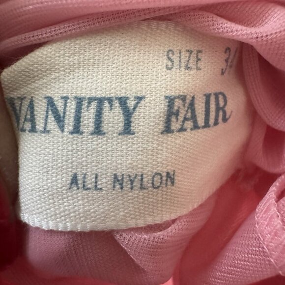 Vanity Fair Pink Ruffle Robe Nightgown Peignoir Lace Sheer Barbie USA Vintage - Picture 6 of 15